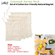 J Elliot Home Lemonade Karma Set of 4 Cotton Eco-Friendly Natural Mesh Storage Bag Set V442-IDC-MISC-SETOF4MESHBAGSET-NATURAL-RE