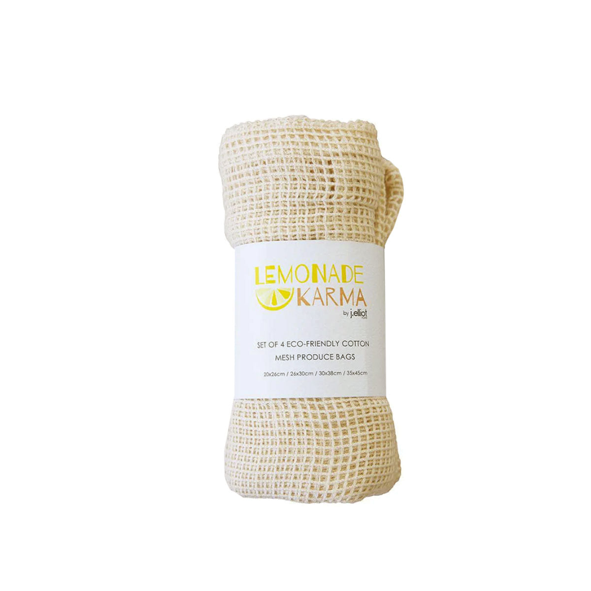 J Elliot Home Lemonade Karma Set of 4 Cotton Eco-Friendly Natural Mesh Storage Bag Set V442-IDC-MISC-SETOF4MESHBAGSET-NATURAL-RE