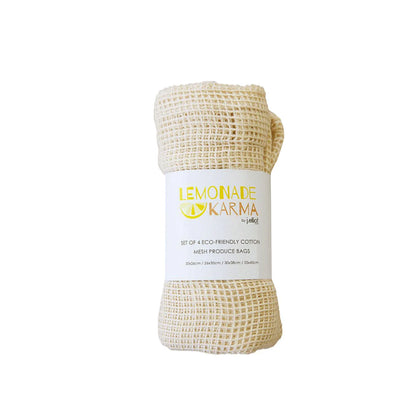 J Elliot Home Lemonade Karma Set of 4 Cotton Eco-Friendly Natural Mesh Storage Bag Set V442-IDC-MISC-SETOF4MESHBAGSET-NATURAL-RE