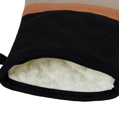 J Elliot Home Selby Cotton Oven Mitt 34 x 15 cm Sandstone & Black V442-IDC-OVENM-SELBY-SANDSTONE-SH