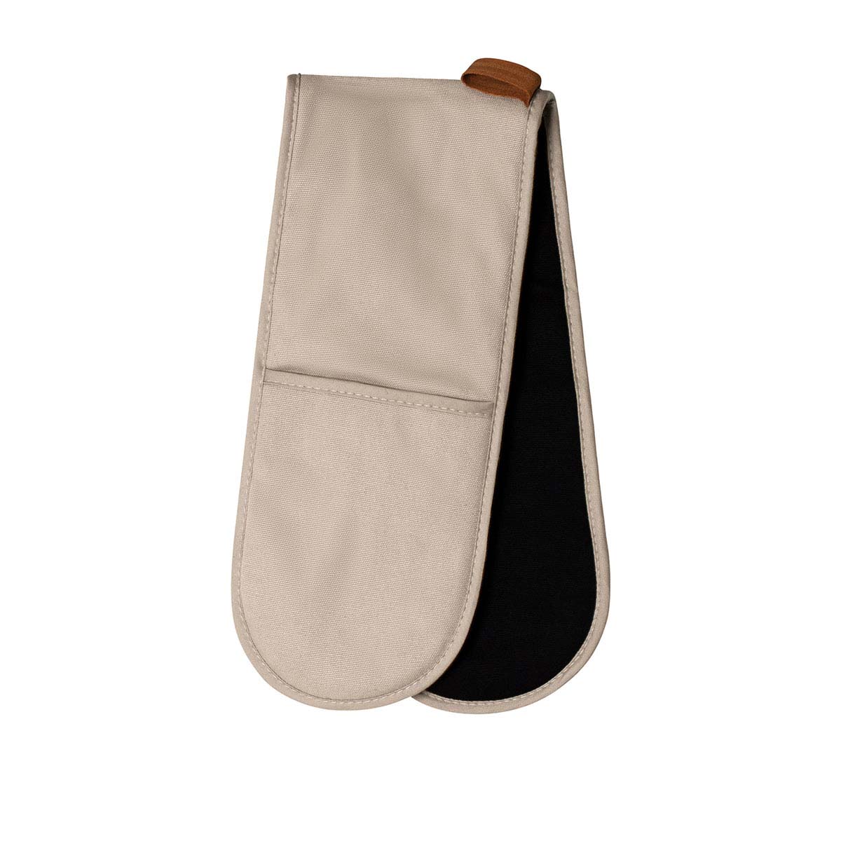 J Elliot Home Selby Cotton Double Oven Mitt Glove 17 x 82 cm Sandstone & Black V442-IDC-OVENM-SELBYDOUBLEGLOVE-SANDSTONE-SH