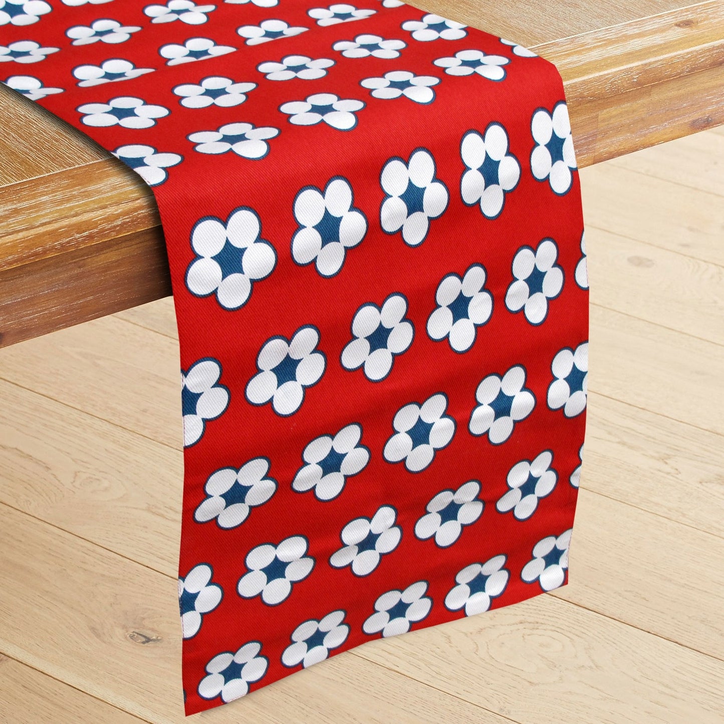 IDC Homewares 100% Cotton Printed Table Runner Cotton Bud Red V442-IDC-TABLER-COTTONBUD-RED-RE