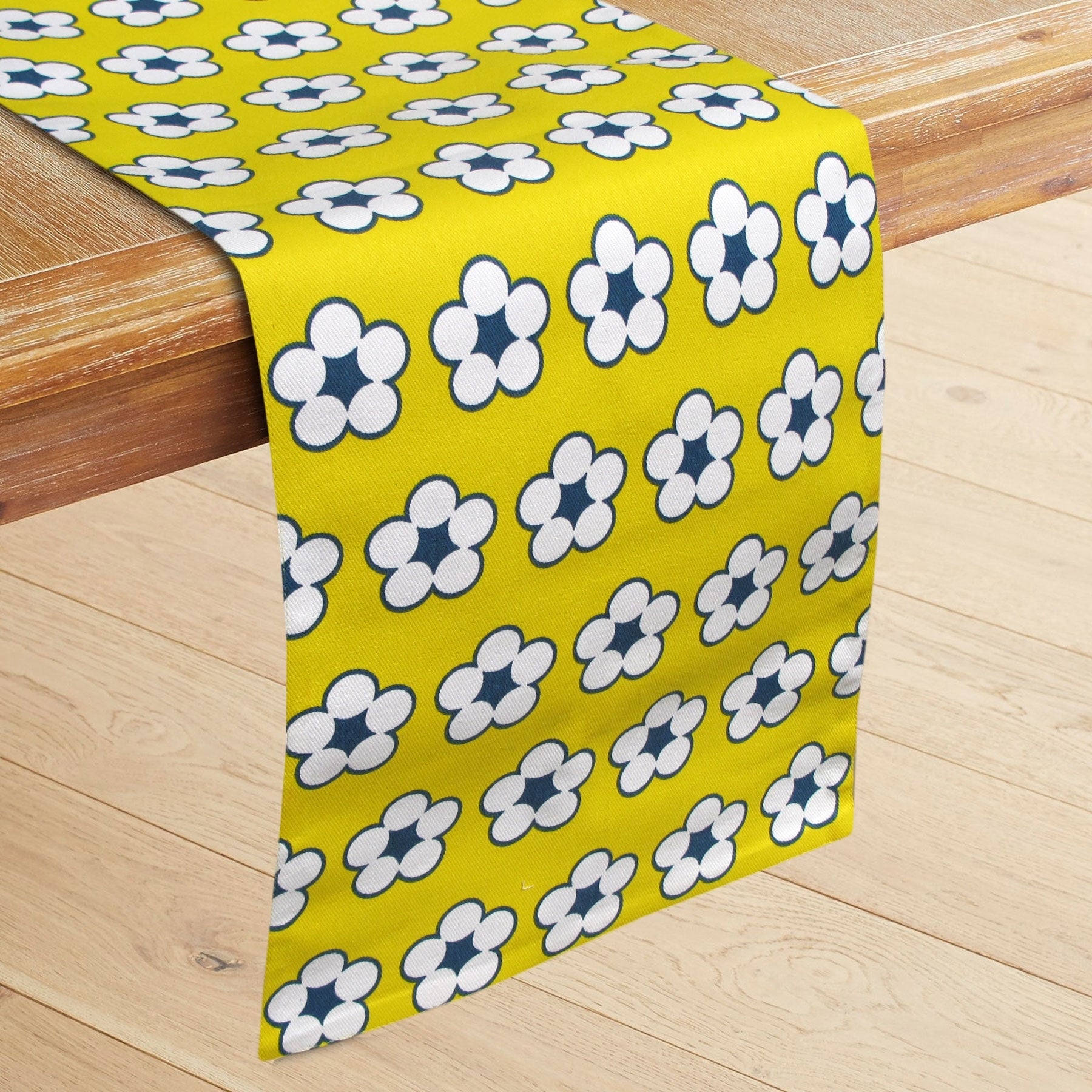 IDC Homewares 100% Cotton Printed Table Runner Cotton Bud Yellow V442-IDC-TABLER-COTTONBUD-YELLOW-RE