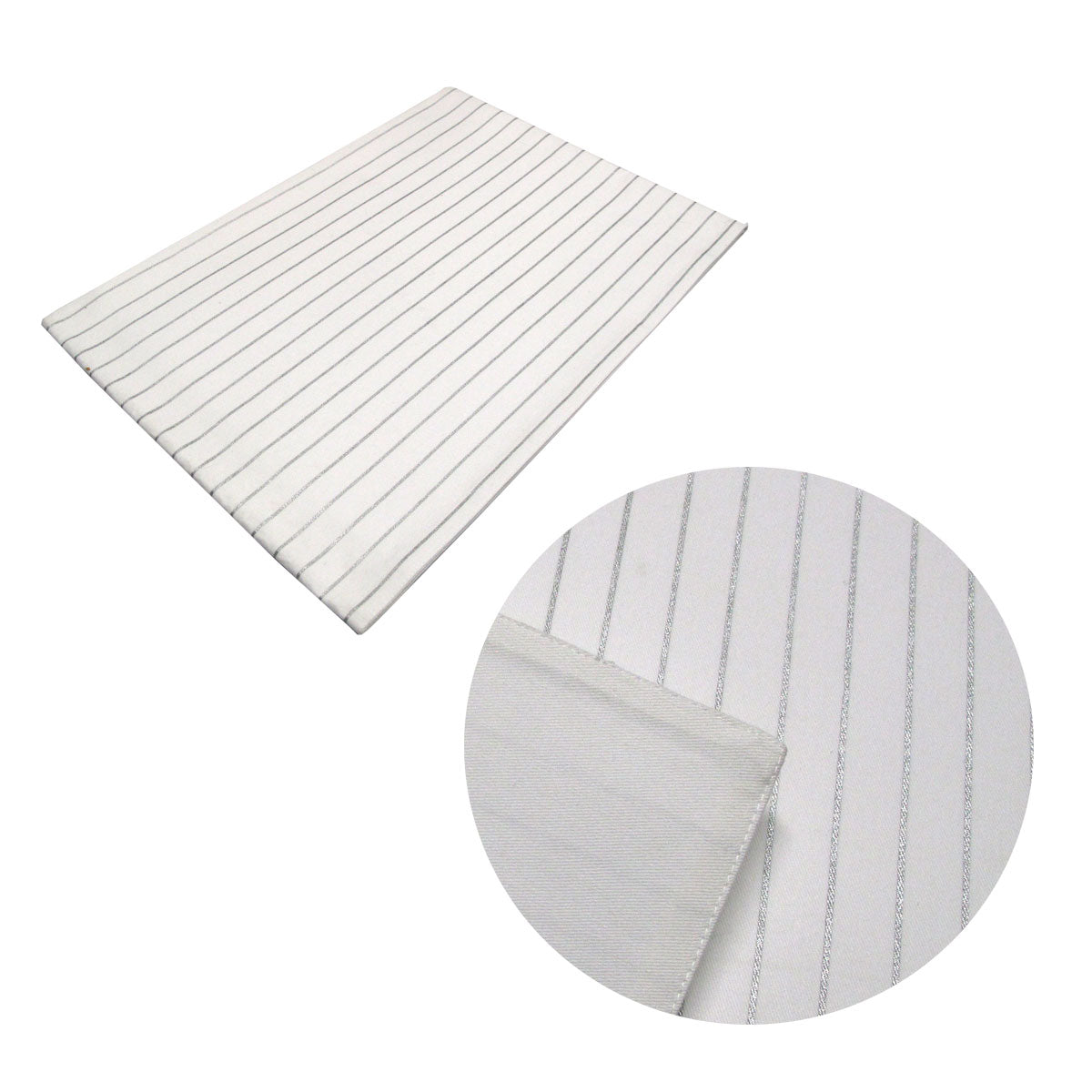 Silver Stripes Cotton Metallic Print Table Runner 33 x 180 cm V442-IDC-TABLER-STRIPE-SILVER-RE