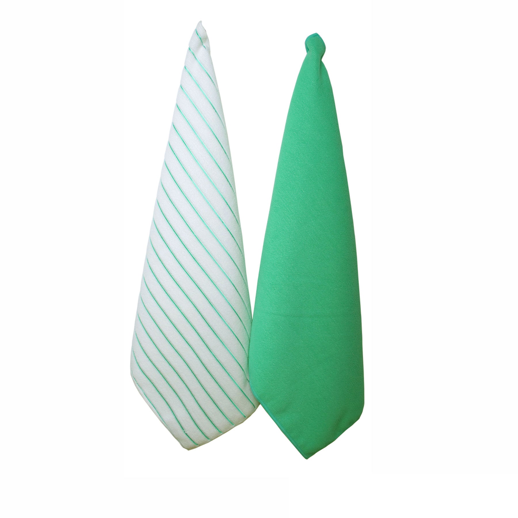 IDC Homewares Set of 2 Solid and Stripe Microfiber Tea Towels Mint V442-IDC-TEAT-MICROFIBER-MINT-RE