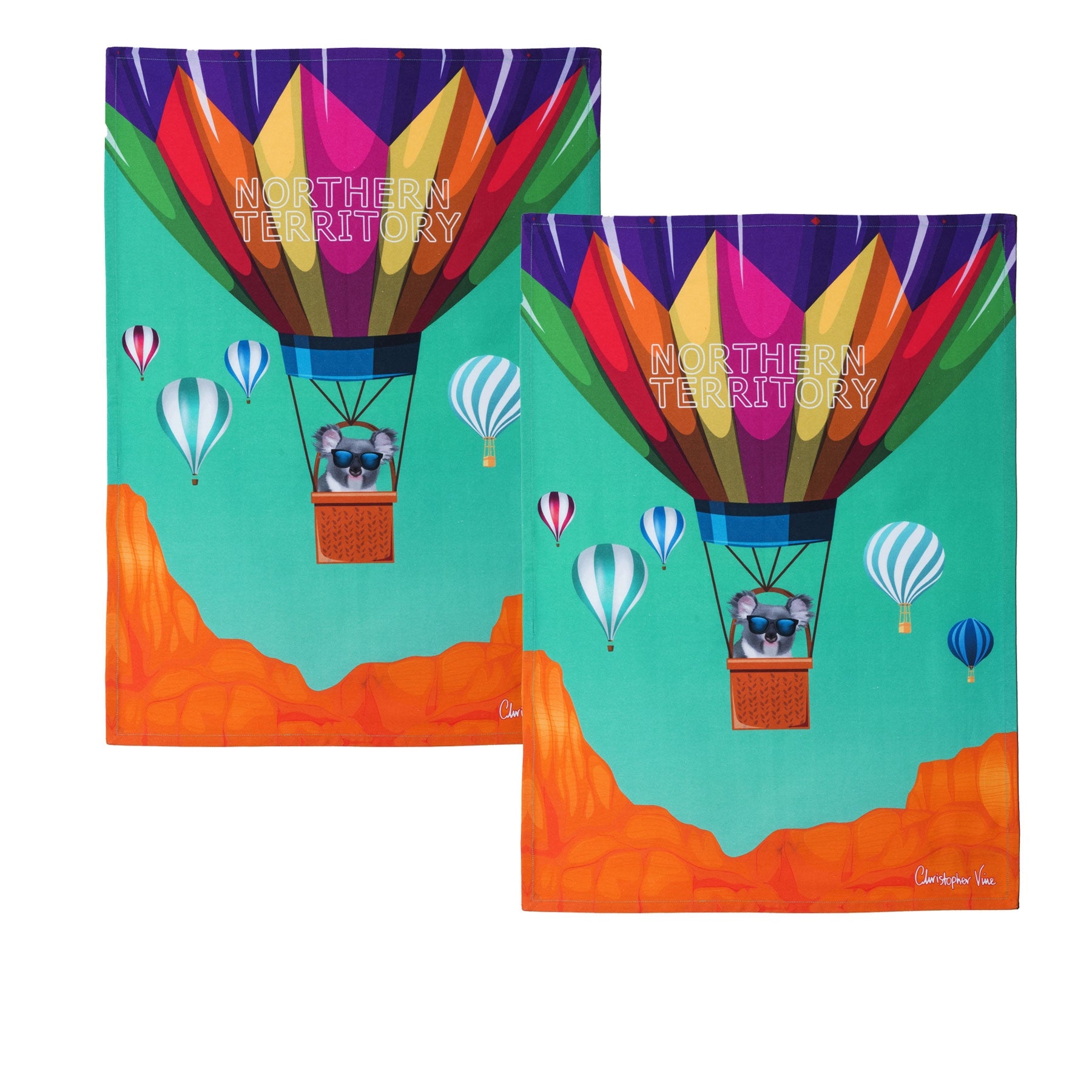 IDC Homewares Set of 2 Christopher Vine Design Tea Towels Northern Territory V442-IDC-TEAT-NORTHERNT-MULTI-RE