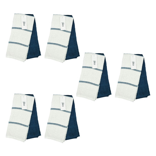 Set of 12 Rosa Navy Cotton Rich Terry Tea Towels V442-IDC-TEAT-ROSASETOF12-NAVY-RE