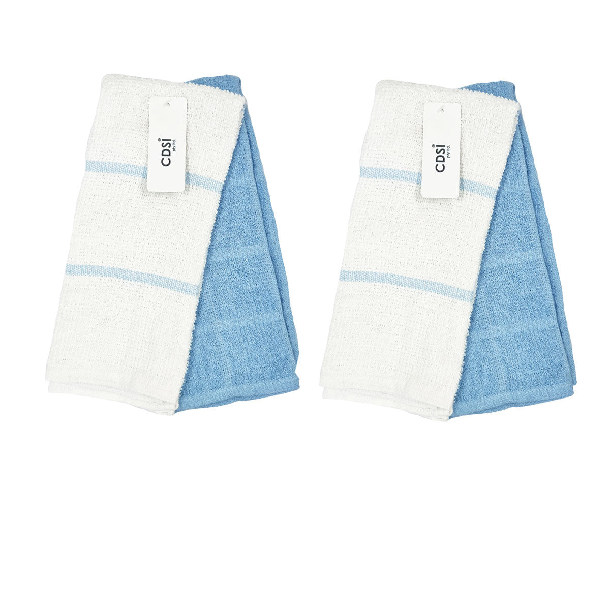 Set of 4 Rosa Cotton Rich Terry Tea Towels 42 x 62cm Light Blue V442-IDC-TEAT-ROSASETOF4-LIGHTBLUE-RE