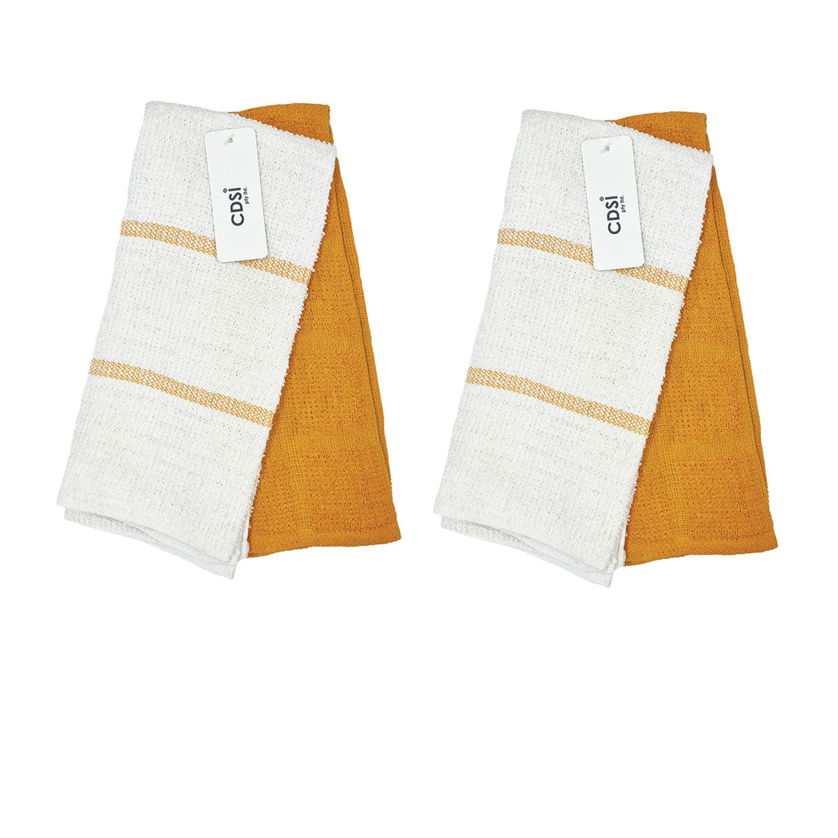 Set of 4 Rosa Cotton Rich Terry Tea Towels 42 x 62cm Mustard V442-IDC-TEAT-ROSASETOF4-MUSTARD-RE