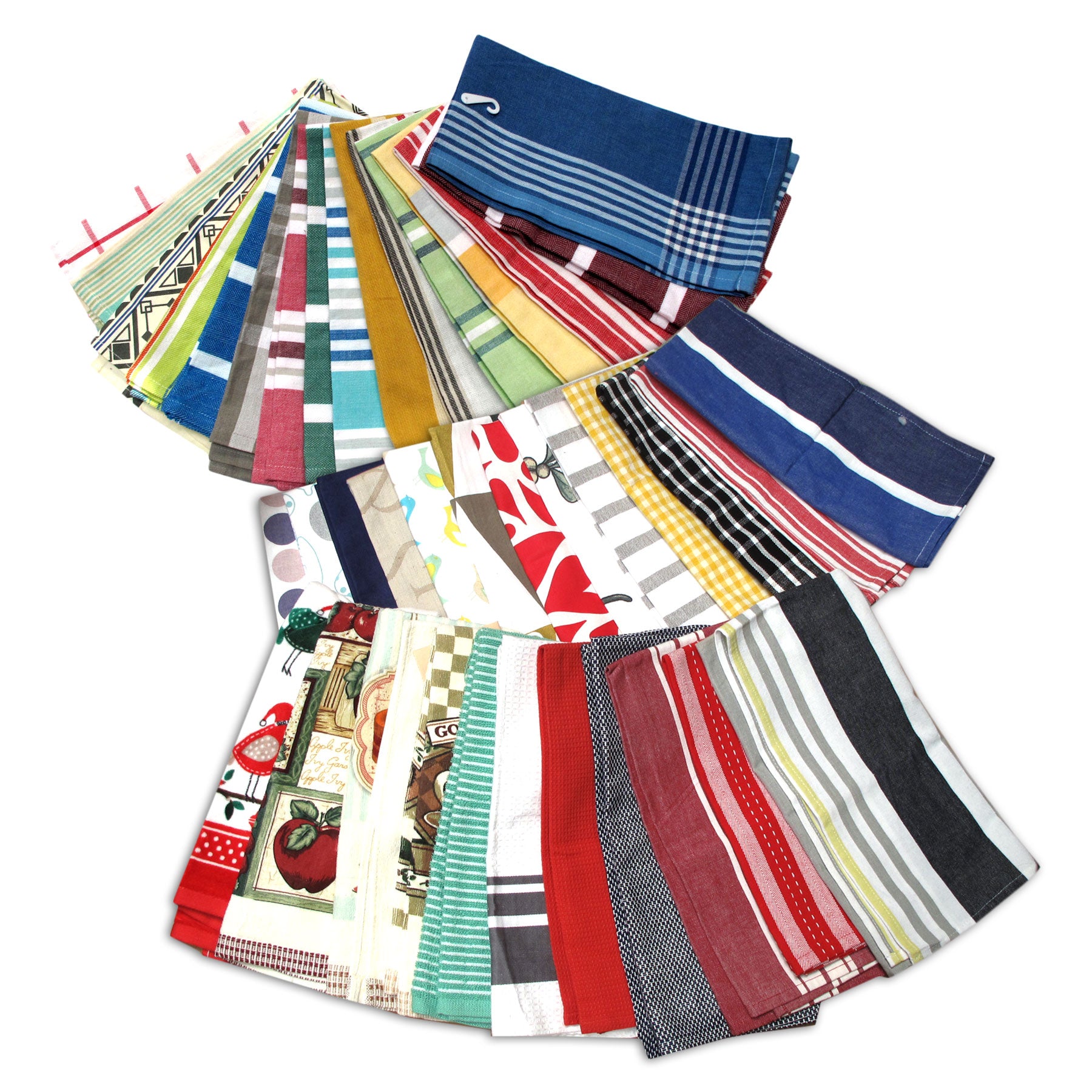 Random Pick Set of 6 100% Cotton Pattern Tea Towels - 50 x 70 cm V442-IDC-TEAT-SETOF6RANDOMPATTERN-MULTI-RE