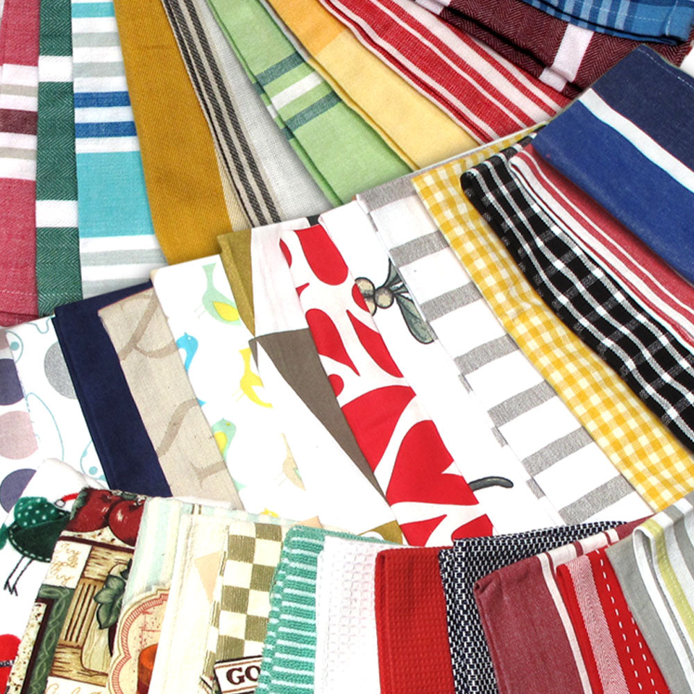 Random Pick Set of 6 100% Cotton Pattern Tea Towels - 50 x 70 cm V442-IDC-TEAT-SETOF6RANDOMPATTERN-MULTI-RE