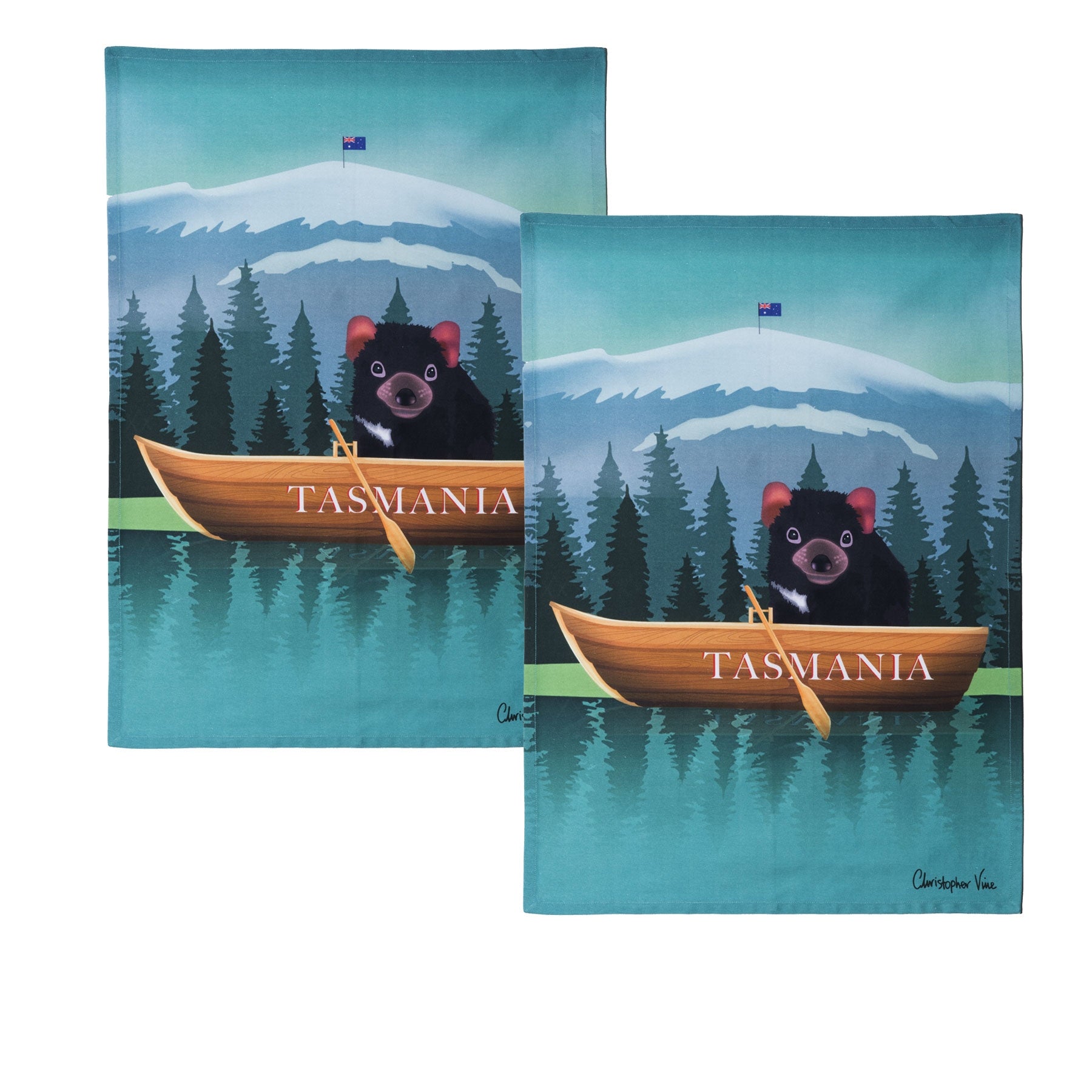 IDC Homewares Set of 2 Christopher Vine Design Tea Towels Tasmania V442-IDC-TEAT-TASMANIA-MULTI-RE