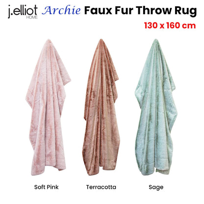 J Elliot Home Archie Soft Pink Faux Fur Throw Rug 130 x 160cm V442-IDC-THROW-ARCHIE-SOFTPINK-RE