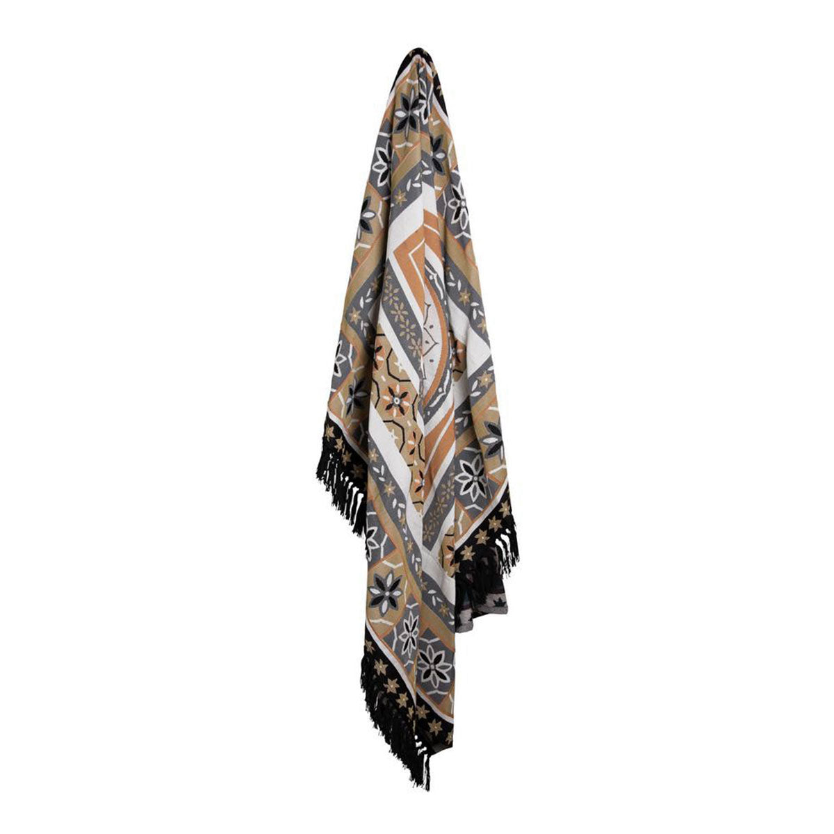 J Elliot Home Kasbah Luxury Fringe Throw 130 x 160cm Black V442-IDC-THROW-KASBAH-BLACK-RE