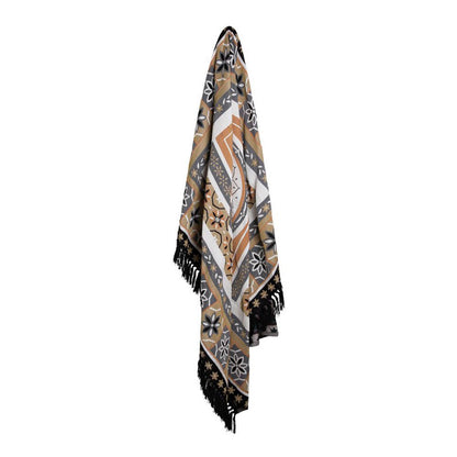 J Elliot Home Kasbah Luxury Fringe Throw 130 x 160cm Black V442-IDC-THROW-KASBAH-BLACK-RE