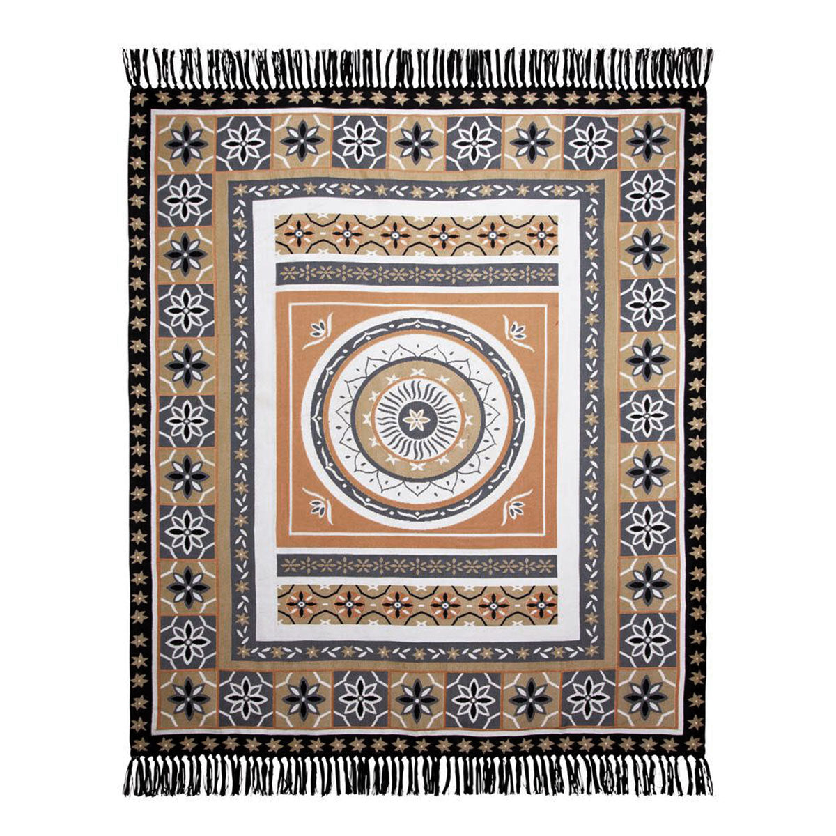 J Elliot Home Kasbah Luxury Fringe Throw 130 x 160cm Black V442-IDC-THROW-KASBAH-BLACK-RE