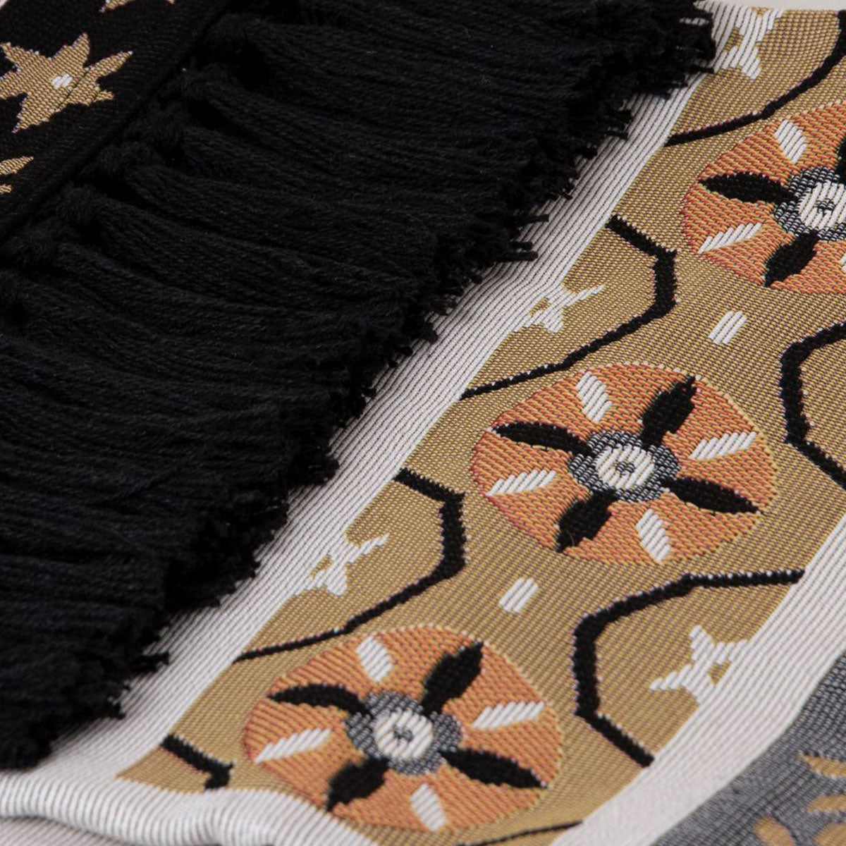 J Elliot Home Kasbah Luxury Fringe Throw 130 x 160cm Black V442-IDC-THROW-KASBAH-BLACK-RE