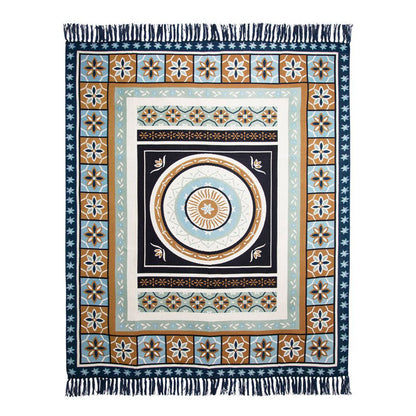 J Elliot Home Kasbah Luxury Fringe Throw 130 x 160cm Blue V442-IDC-THROW-KASBAH-BLUE-RE