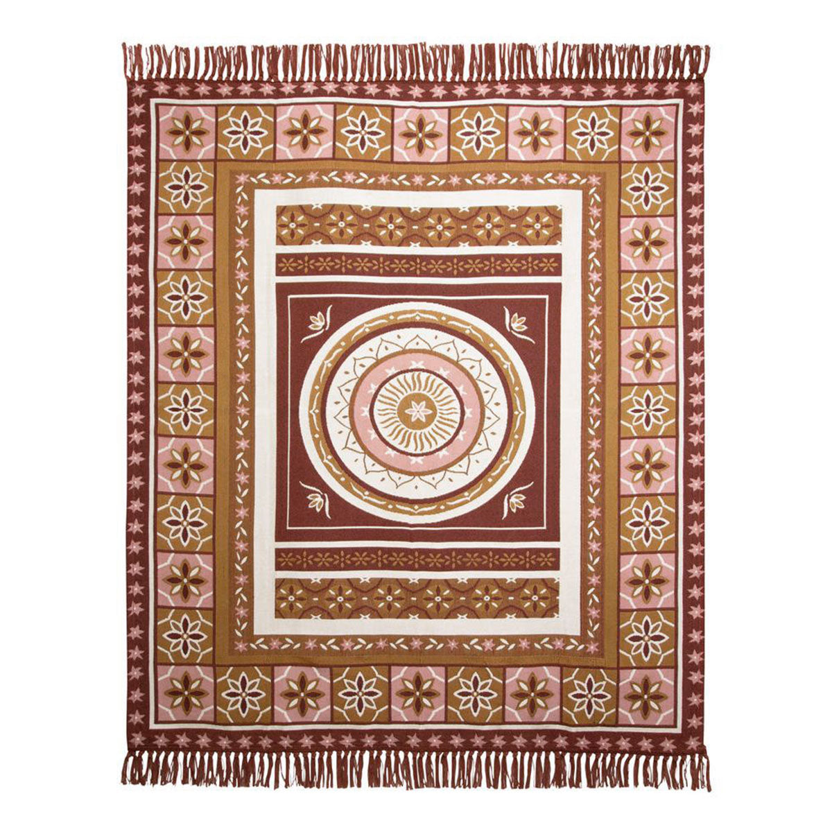 J Elliot Home Kasbah Luxury Fringe Throw 130 x 160cm Pink V442-IDC-THROW-KASBAH-PINK-RE