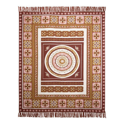 J Elliot Home Kasbah Luxury Fringe Throw 130 x 160cm Pink V442-IDC-THROW-KASBAH-PINK-RE