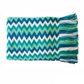 IDC Homewares Chevron Knitted Throw Blue Multi V442-IDC-THROW-KNITTED-BLUE-RE