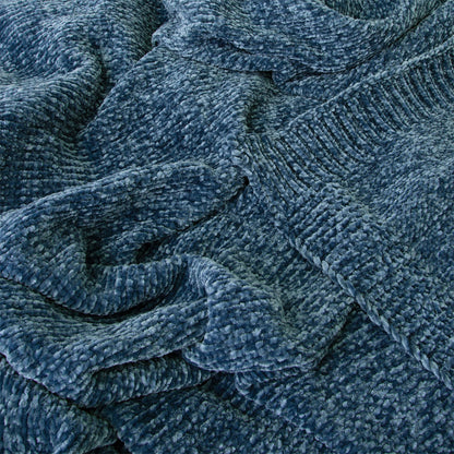J Elliot Home Leslie Chenille Throw 130 x 160 cm Steel Blue V442-IDC-THROW-LESLIECHENILLE-STEELBLUE-RE