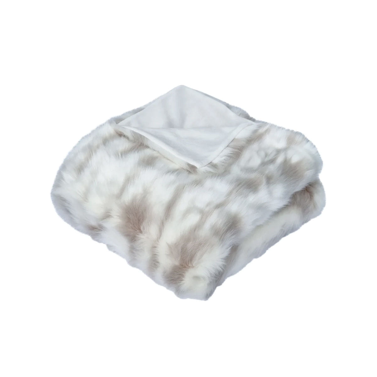 J Elliot Home Lynx Wild Cat Faux Fur Throw Rug 130 x 160cm V442-IDC-THROW-LYNX-IVORY-RE