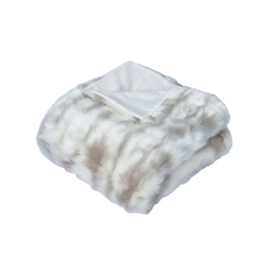 J Elliot Home Lynx Wild Cat Faux Fur Throw Rug 130 x 160cm V442-IDC-THROW-LYNX-IVORY-RE