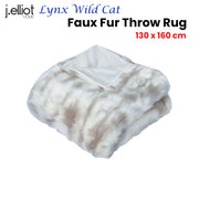 J Elliot Home Lynx Wild Cat Faux Fur Throw Rug 130 x 160cm V442-IDC-THROW-LYNX-IVORY-RE