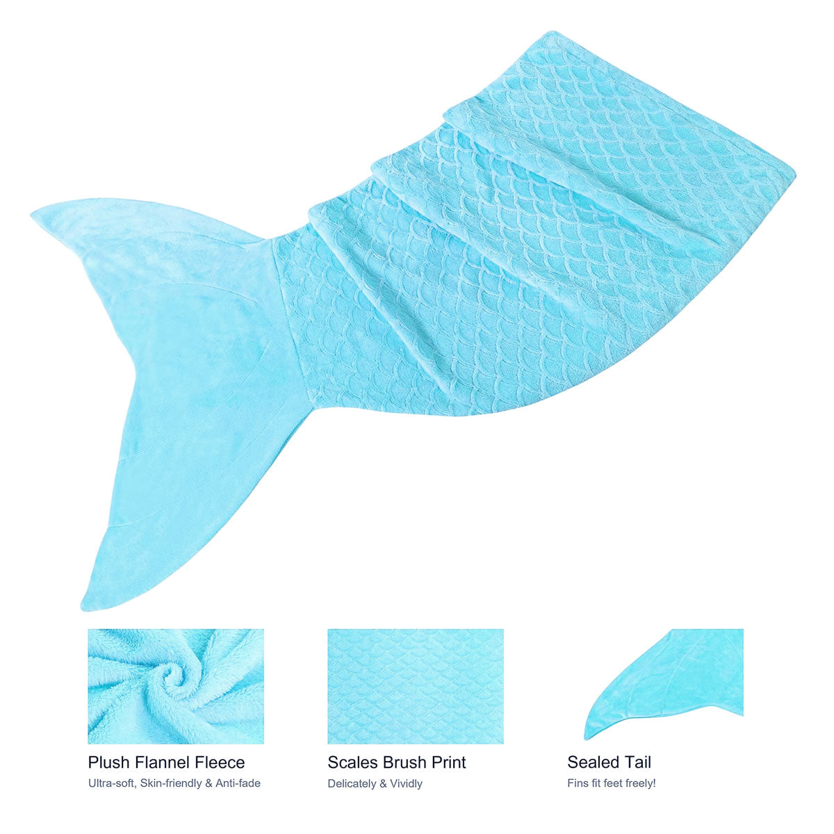 Mermaid Tail Blue Soft Blanket Throw V442-IDC-THROW-MERMAIDTAIL-BLUE-RE