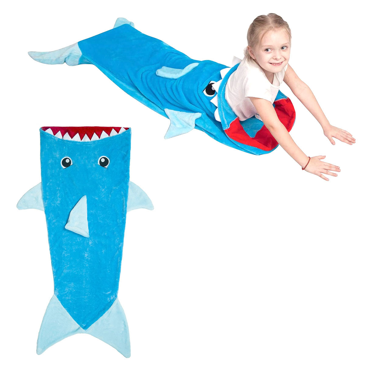 Mermaid Tail Shark Soft Blanket Throw V442-IDC-THROW-MERMAIDTAILSHARK-BLUE-RE
