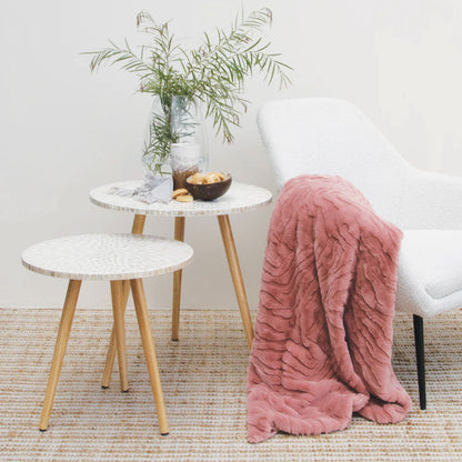 J Elliot Home Rita Dusty Peach Faux Mohair Throw Rug 130 x 160cm V442-IDC-THROW-RITA-PEACH-RE