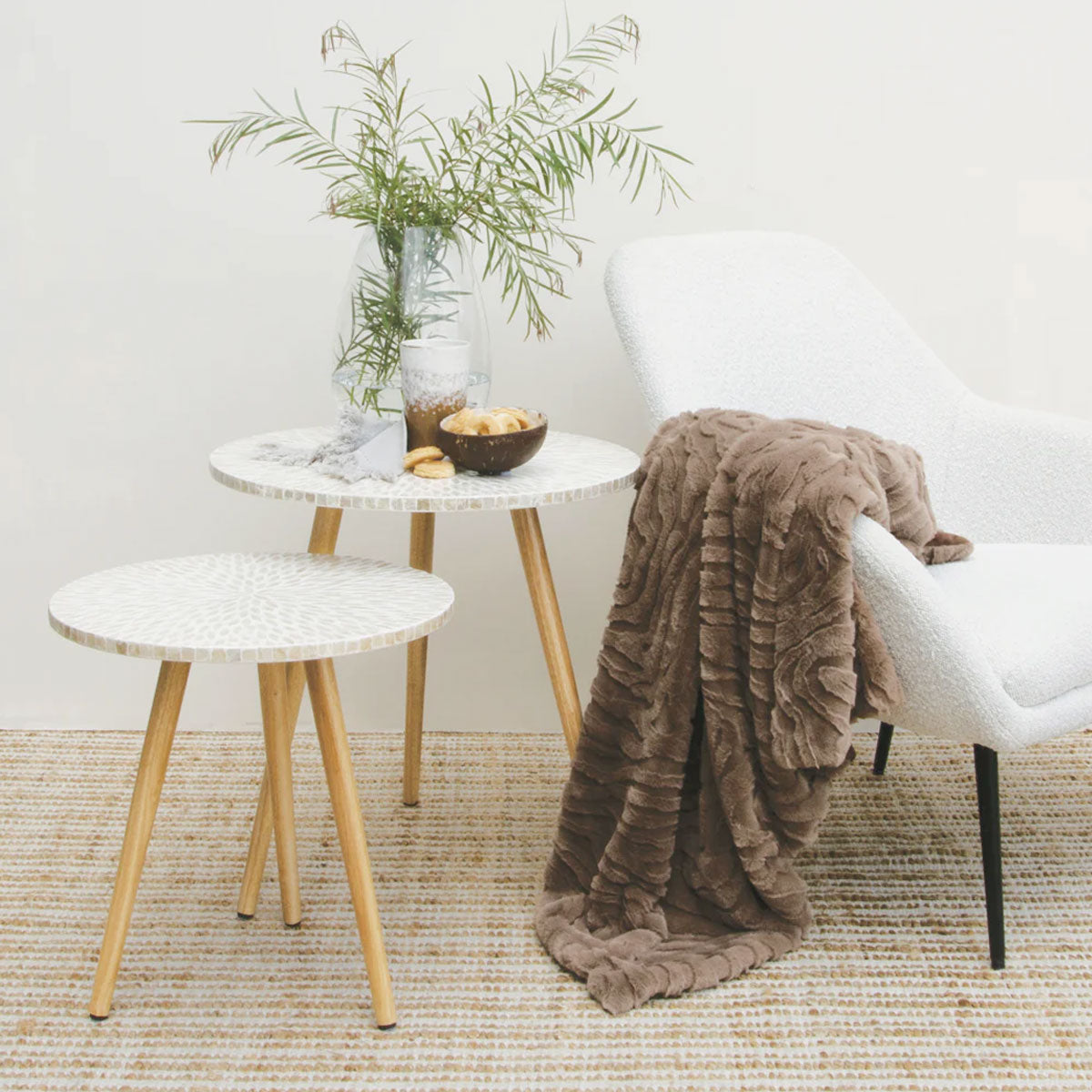 J Elliot Home Rita Woodsmoke Faux Mohair Throw Rug 130 x 160cm V442-IDC-THROW-RITA-WOODSMOKE-RE
