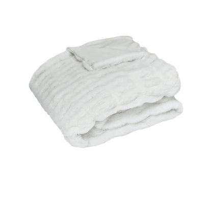 J Elliot Home Skyler Ivory Faux Fur Throw Rug 130 x 160cm V442-IDC-THROW-SKYLER-IVORY-RE