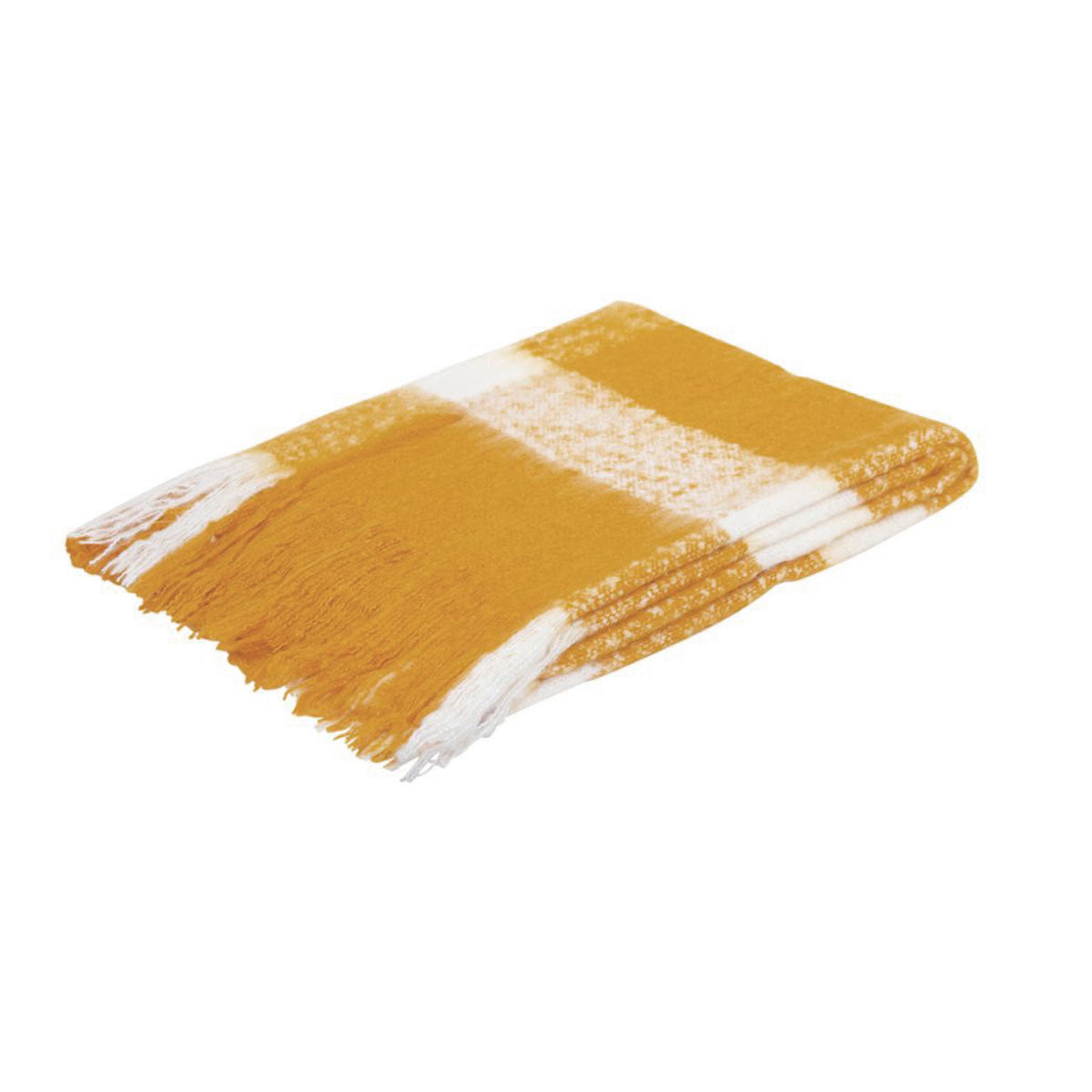 J.Elliot Home Wren Faux Mohair Throw Mustard/White V442-IDC-THROW-WREN-MUSTARD-RE
