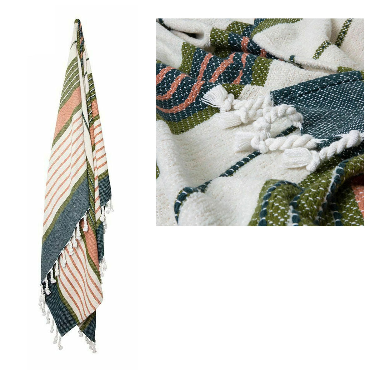 J.Elliot Home Zella Cotton Throw Rug Green Multi V442-IDC-THROW-ZELLA-GREEN-RE