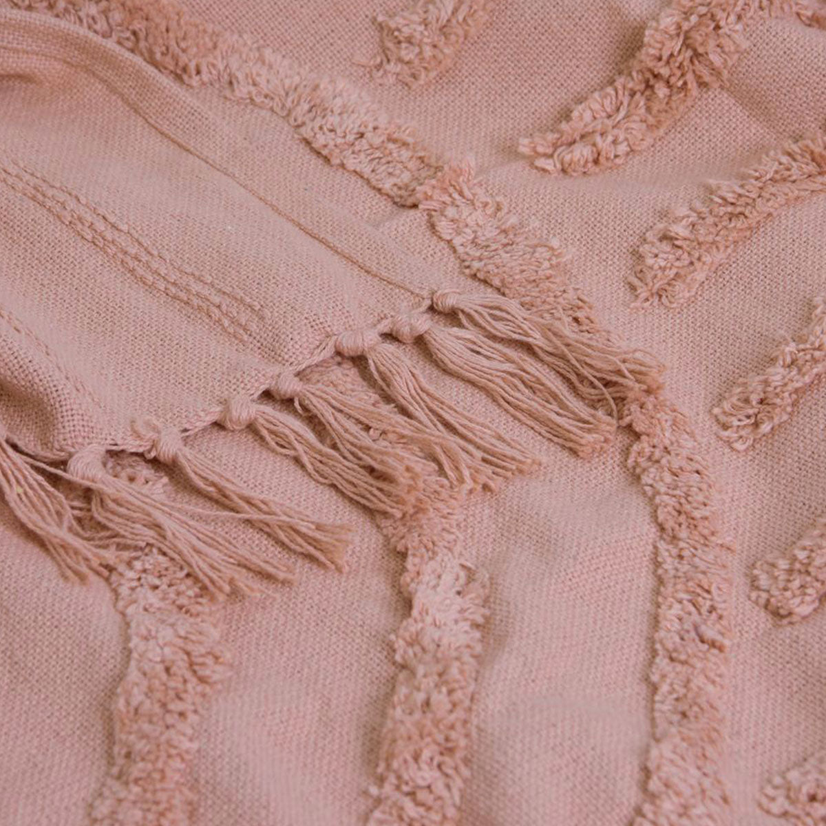J Elliot Home Zen Luxury Fringe Throw 130 x 160cm Clay Pink V442-IDC-THROW-ZEN-CLAYPINK-RE