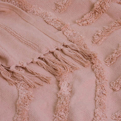 J Elliot Home Zen Luxury Fringe Throw 130 x 160cm Clay Pink V442-IDC-THROW-ZEN-CLAYPINK-RE