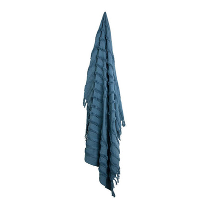 J Elliot Home Zen Luxury Fringe Throw 130 x 160cm Steel Blue V442-IDC-THROW-ZEN-STEELBLUE-RE