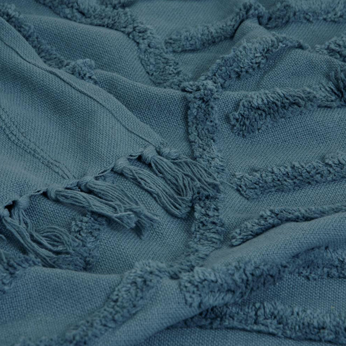J Elliot Home Zen Luxury Fringe Throw 130 x 160cm Steel Blue V442-IDC-THROW-ZEN-STEELBLUE-RE