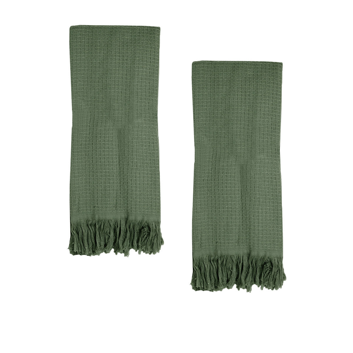 J Elliot Home 400GSM Camila Set of 2 Cotton Waffle Hand Towels 45 x 65 cm Chive V442-IDC-TOWEL-CAMILAHAND-CHIVE-RE