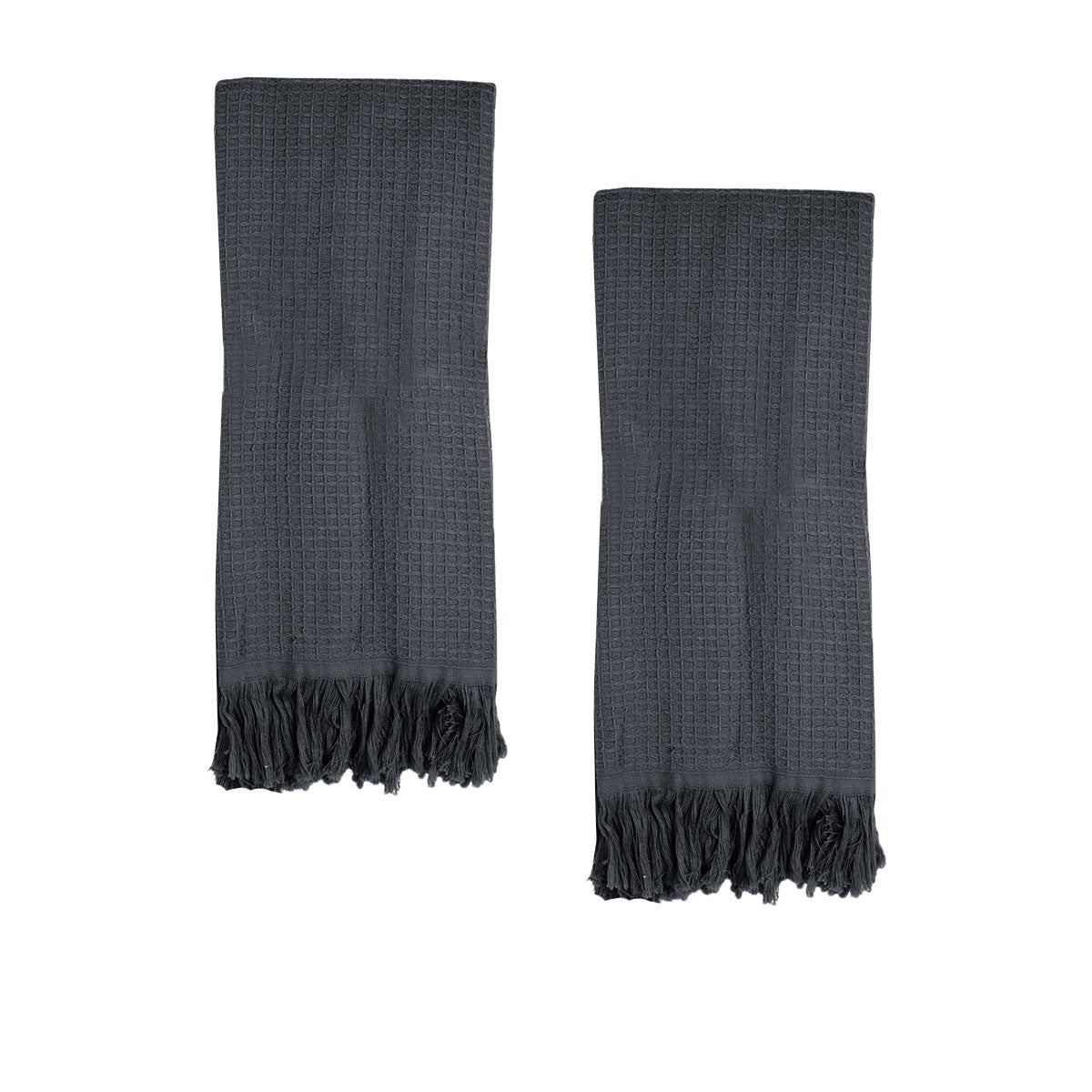 J Elliot Home 400GSM Camila Set of 2 Cotton Waffle Hand Towels 45 x 65 cm Coal V442-IDC-TOWEL-CAMILAHAND-COAL-RE