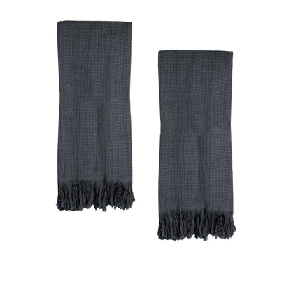 J Elliot Home 400GSM Camila Set of 2 Cotton Waffle Hand Towels 45 x 65 cm Coal V442-IDC-TOWEL-CAMILAHAND-COAL-RE