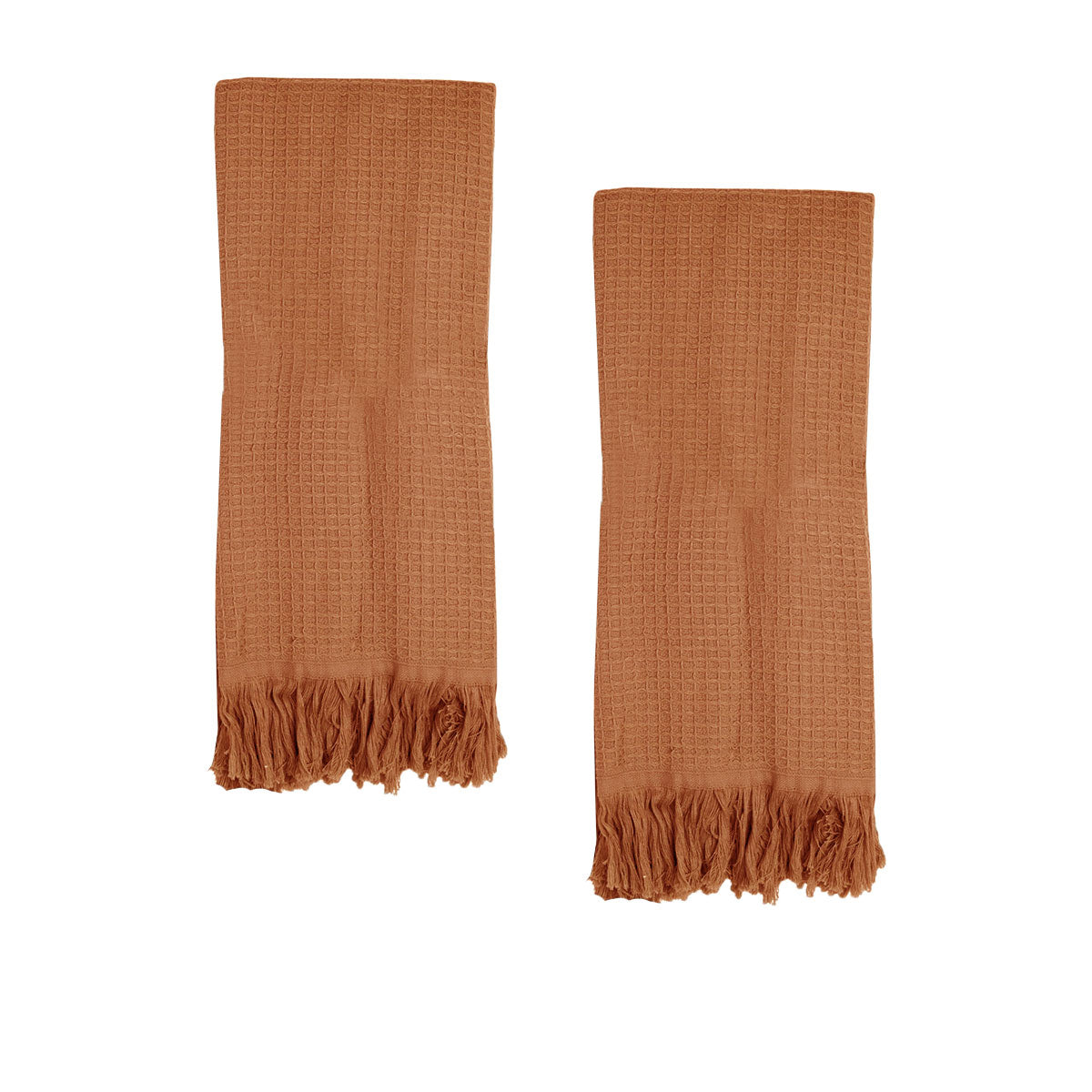 J Elliot Home 400GSM Camila Set of 2 Cotton Waffle Hand Towels 45 x 65 cm Earth V442-IDC-TOWEL-CAMILAHAND-EARTH-RE