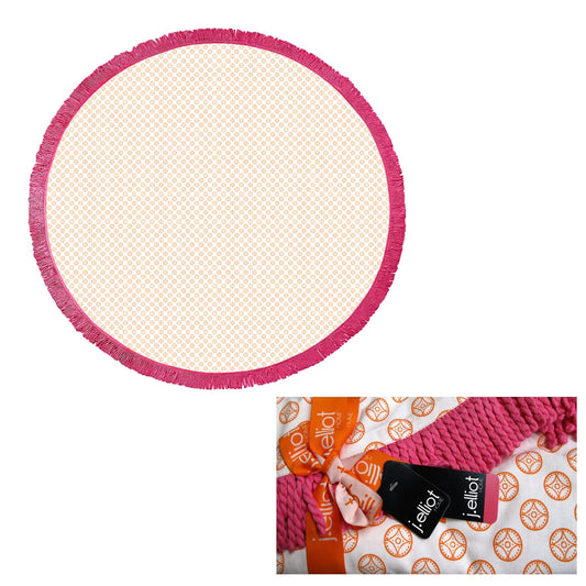 J.Elliot Home Koel Round Cotton Turkish Towel Orange/ Pink V442-IDC-TOWEL-KOELTURKISH-ORANGEPINK-RD