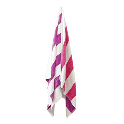 J.Elliot Home 400GSM Premium Cotton Reversible Striped Beach Towel 76 x 152 cm Pink Purple V442-IDC-TOWEL-REVERSIBLESTRIPE-PINK-RE