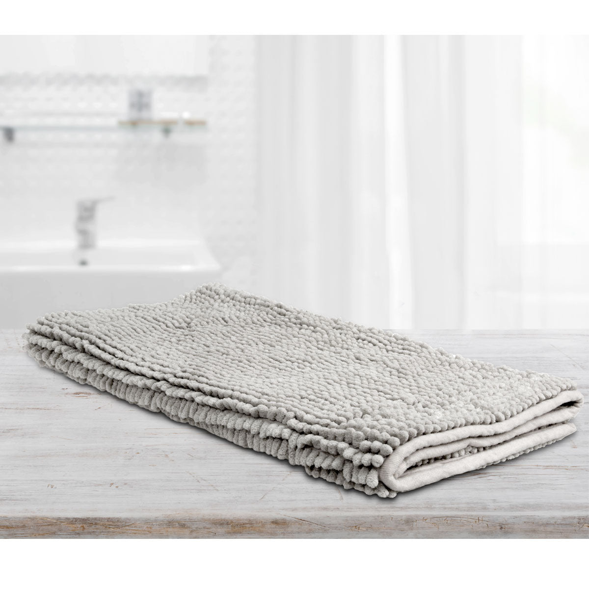 Toggle Microfiber Bath Mat Large Silver V442-INT-BATHM-TOGGLELARGE-SILVER-RE