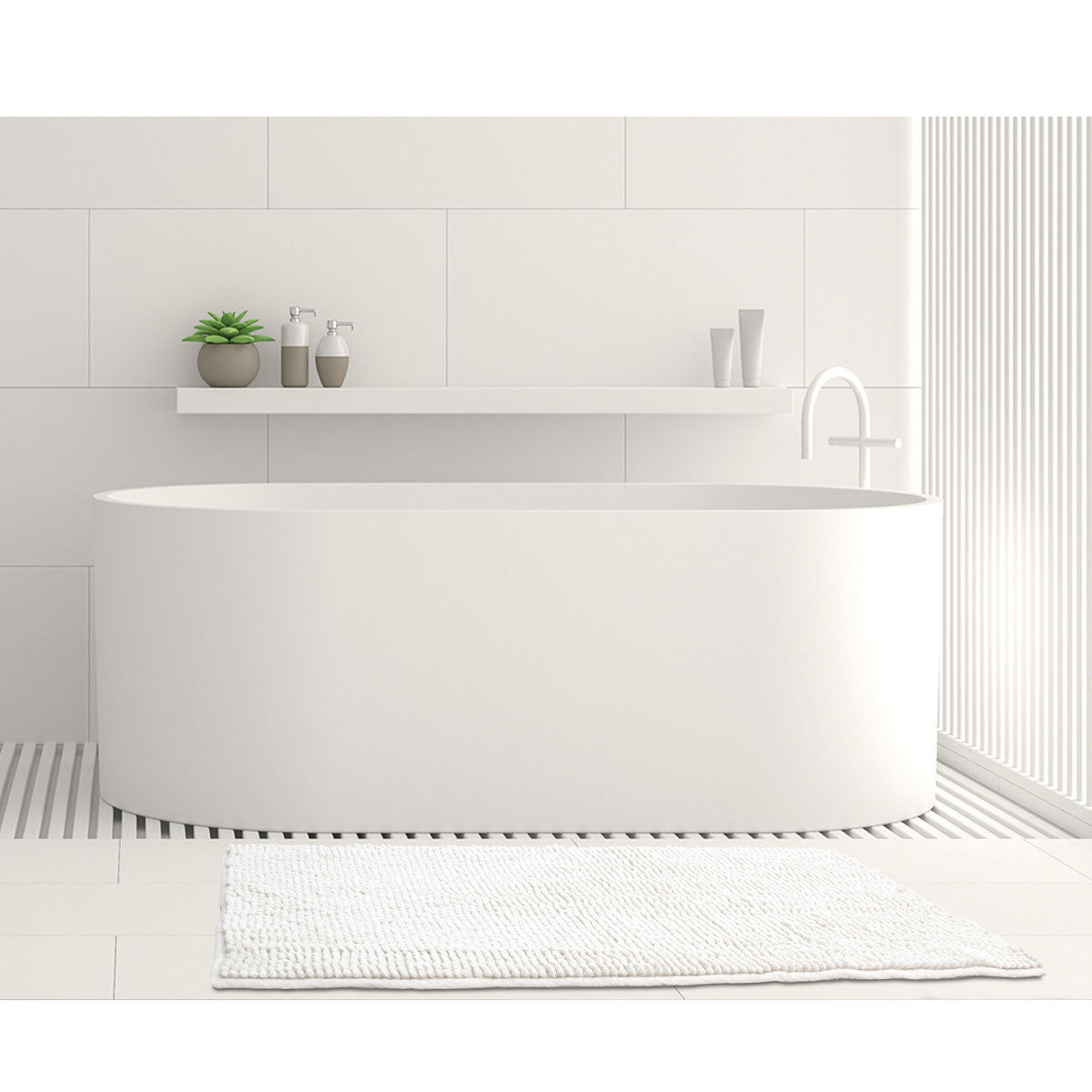 Toggle Microfiber Bath Mat Medium White V442-INT-BATHM-TOGGLEMEDIUM-WHITE-RE