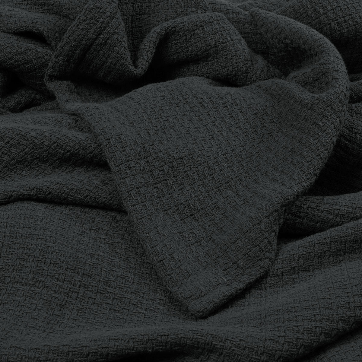 Algodon Sophie Cotton Waffle Blanket Queen 245x240cm Charcoal V442-INT-BLANKET-SOPHIEWAFFLE-CHARCOAL-QS