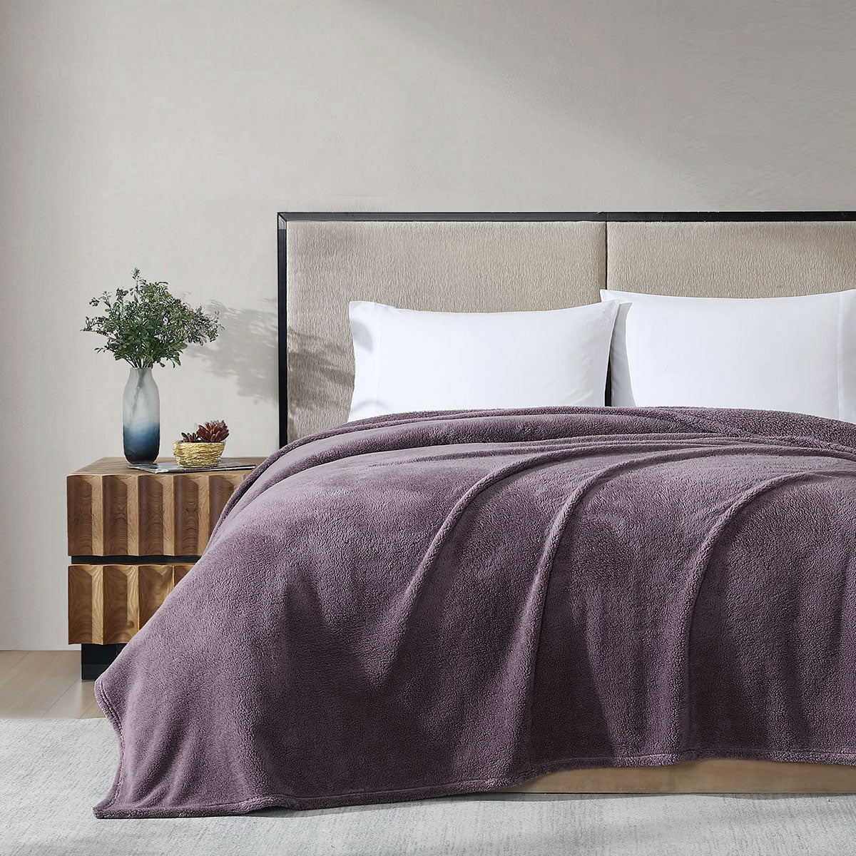 Ardor Teddy Mauve Ultra Soft Cozy Fleece Blanket Queen V442-INT-BLANKET-TEDDY-MAUVE-QS